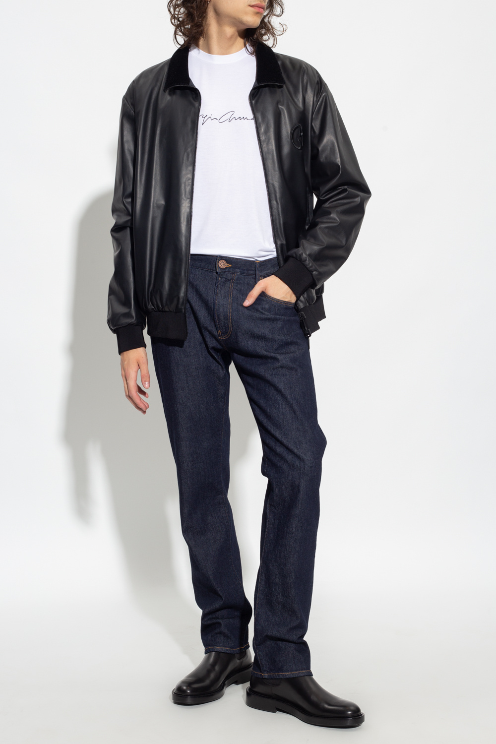 Giorgio armani men's leather jacket sale